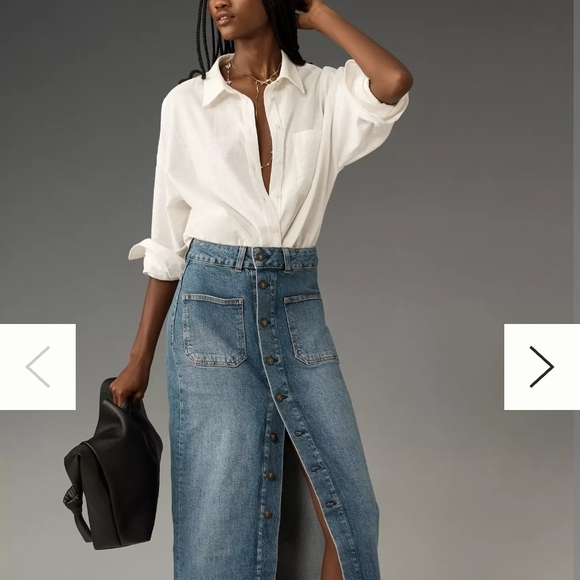 NWOT Anthropolgie Philcro Denim Button-Front Maxi Skirt Sz 18w - Picture 3 of 10